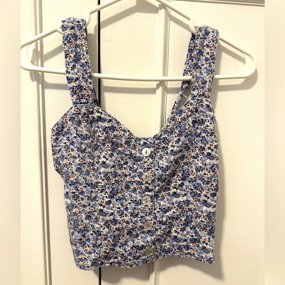 Abercrombie & Fitch Pleated Blue Floral Linen Blend Camisole Size XS Women’s - Picture 1 of 11